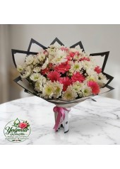 Pembe & Beyaz Papatya ve Gerbera Buketi